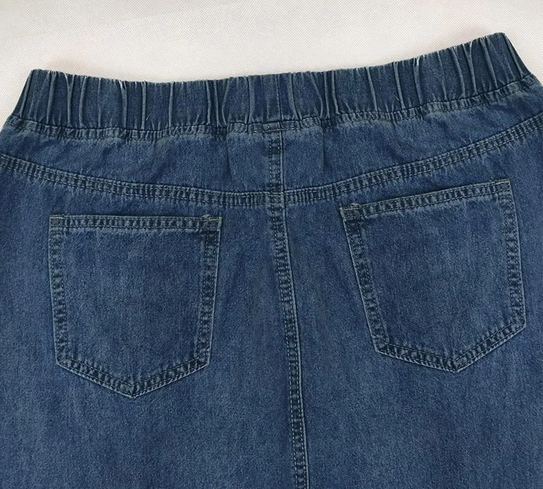 Women High Waisted Emo Jean Skirt A Line Long Denim Skirts Y2K Preppy Maxi Denim Skirt Vintage Frayed Hem Skirt