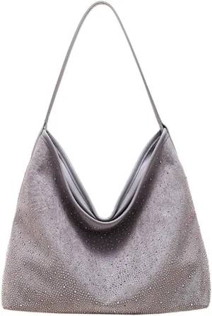 Women Hobo Shoulder Bags Rhinestone Large Purse and Handbags Sparkly Tote Bag