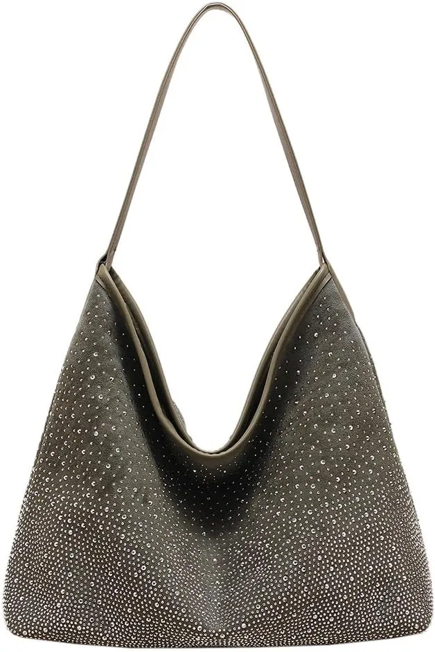 Women Hobo Shoulder Bags Rhinestone Large Purse and Handbags Sparkly Tote Bag