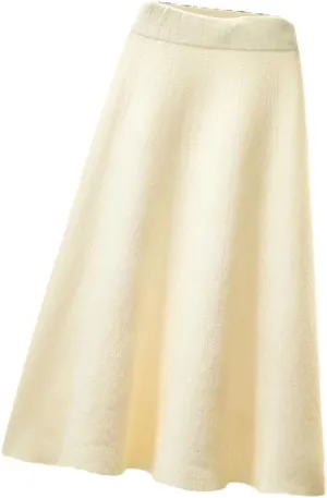 Women Knitted Midi Skirt Women High Waist Pleated Skirts Slim A Line Skirt Casual Solid Skirt