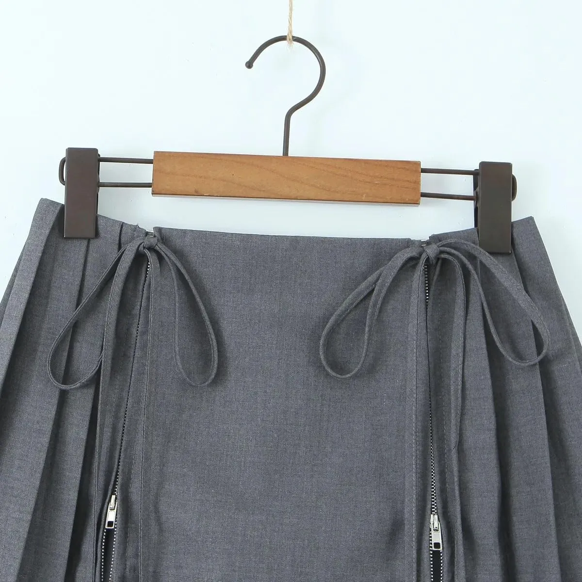 Women Pleated Skirts Womens Mini Shorts Drawstring Mini Skirt Lace Bow Zip Up Skirt