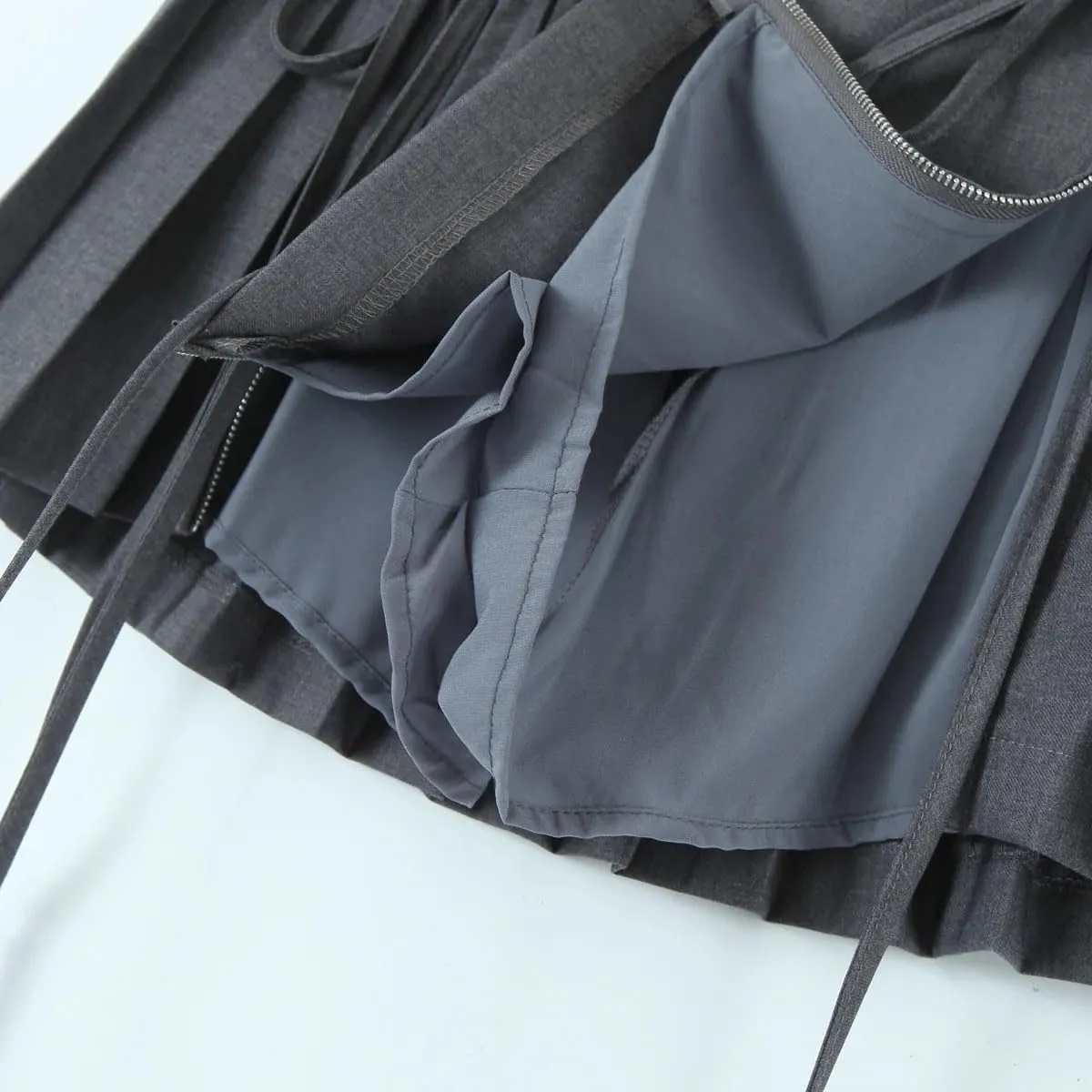 Women Pleated Skirts Womens Mini Shorts Drawstring Mini Skirt Lace Bow Zip Up Skirt
