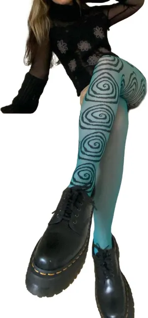 Women Sheer Tights Control Top Pantyhose Y2k Tie Dye Mesh Tights Fishnet Sockings Leggings