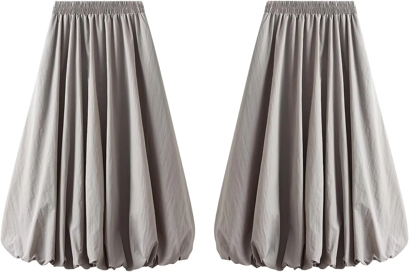 Women Y2k Bubble Maxi Skirt Midi Waist Flowy Balloon Skirt A Line Long Pleated Skirt Casual Ruffle Midi Skirt