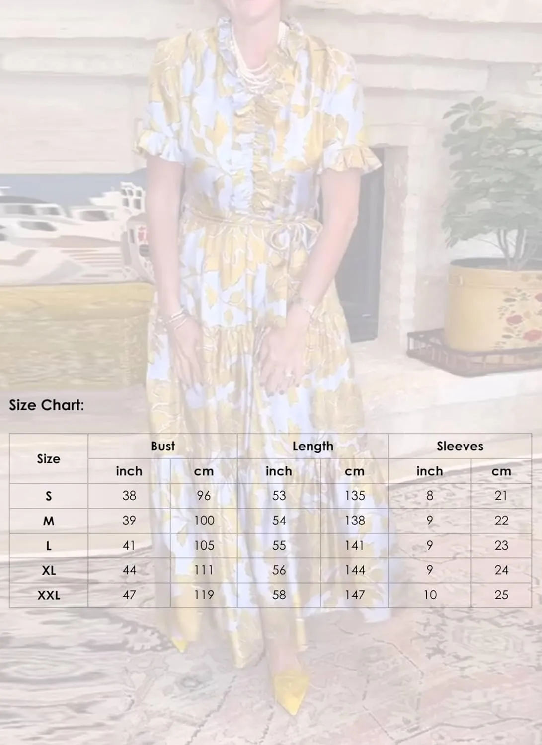 Women's A-Line Blue and Gold Floral Print Short Sleeve V-Neck Maxi Dress 2025 Spring Summer Stylish Elegant Loose Dress