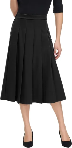 Women's A-line Skirt Casual Midi Skirts High Waist Flared Skatter Skirt