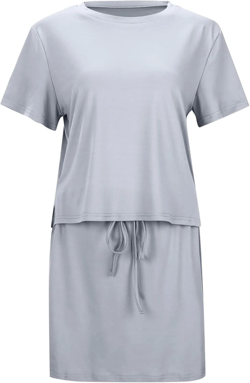 Womens Casual Summer 2 Piece Short Skirt Sets Short Sleeve Tshirt and Tennis Skort Dressy Matching Washable Skirt
