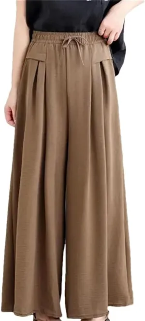 Women's High-Waisted Wide-Leg Pants, Loose Cotton and Linen Cropped Pants, Thin Harem Pants