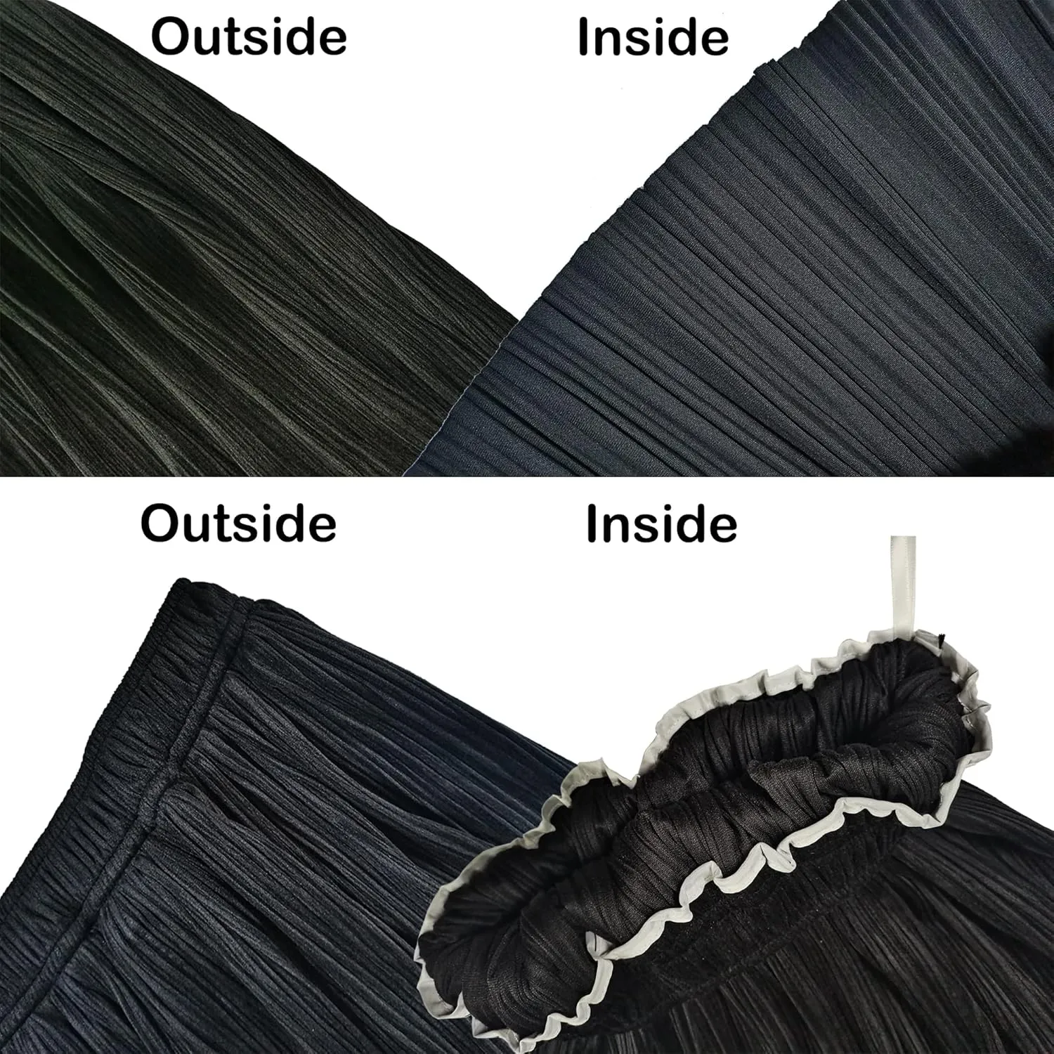 Women's Pleated Midi Skirt Casual A-line High Waist Flared Swing Skirt