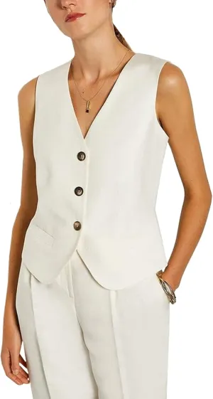 Women's Regular Fitted Vest Business Dress Suits Button Down Waistcoat
