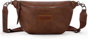 Wrangler Large Fanny Packs for Women Waist Bag Travel Belt Bags Crossbody Sling Purse Dark Brown