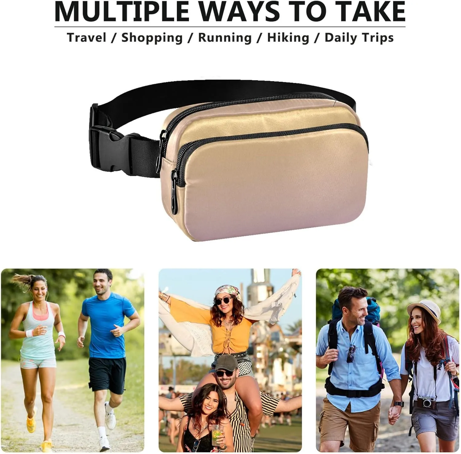 Yellow Lilac Gradient Ombre Fanny Pack for Women Waterproof Belt Bags Hip Pack Cute Cross Body Waist Purse