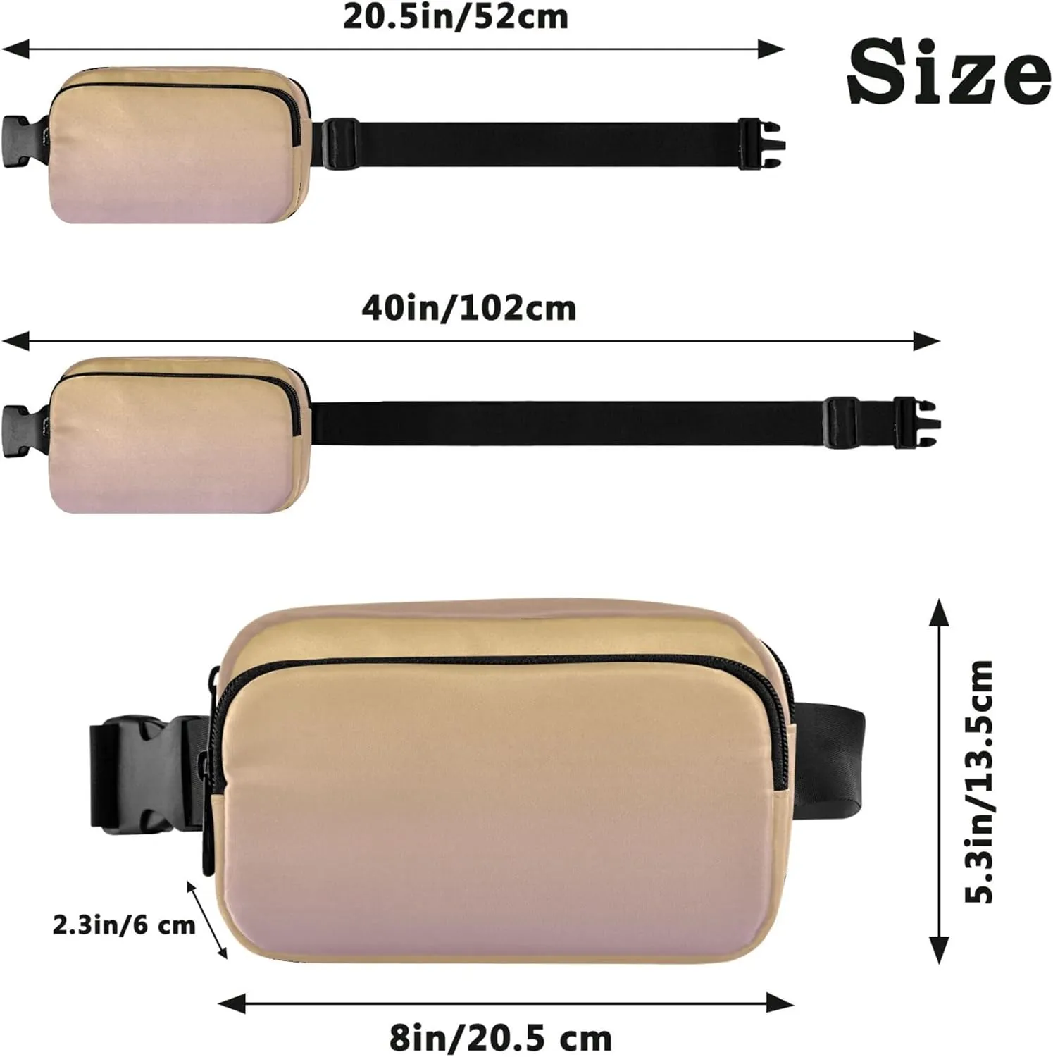 Yellow Lilac Gradient Ombre Fanny Pack for Women Waterproof Belt Bags Hip Pack Cute Cross Body Waist Purse