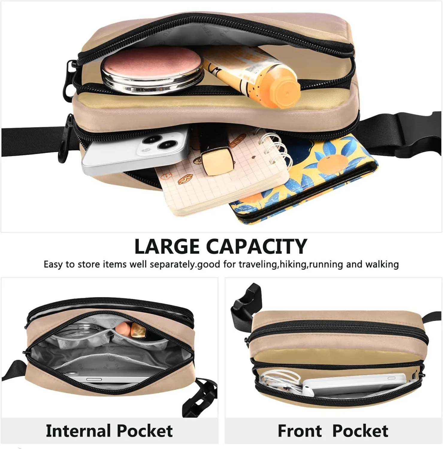 Yellow Lilac Gradient Ombre Fanny Pack for Women Waterproof Belt Bags Hip Pack Cute Cross Body Waist Purse