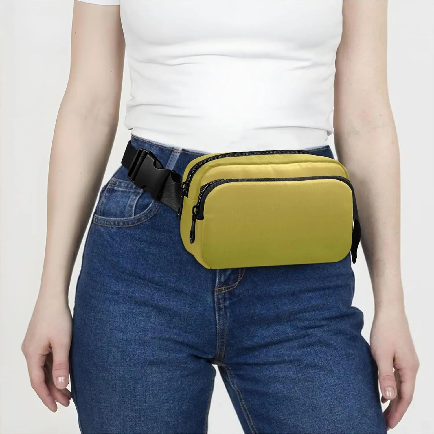 Yellow Olive Gradient Ombre Women Fanny Pack Waterproof Belt Bags Hip Pack Cute Travel Waist Pouch