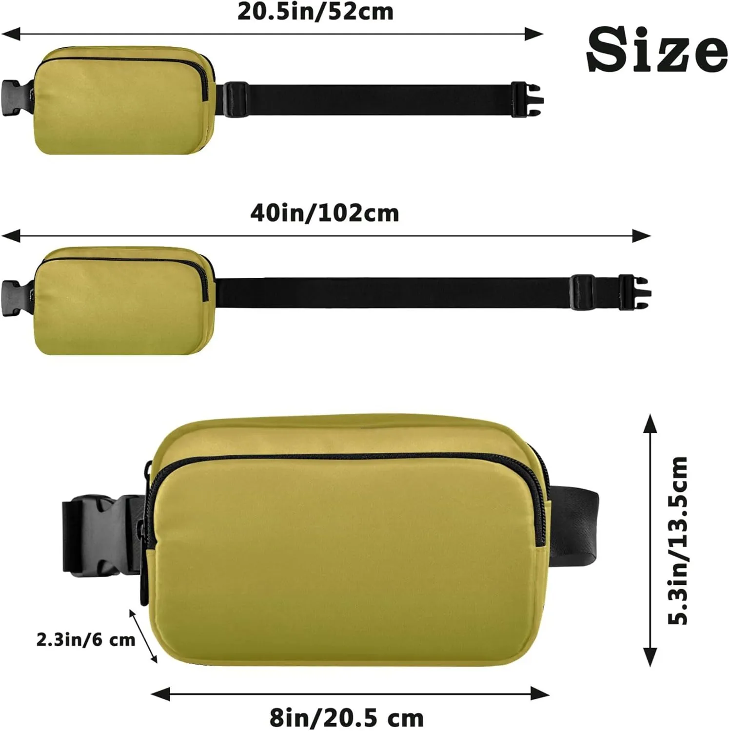 Yellow Olive Gradient Ombre Women Fanny Pack Waterproof Belt Bags Hip Pack Cute Travel Waist Pouch
