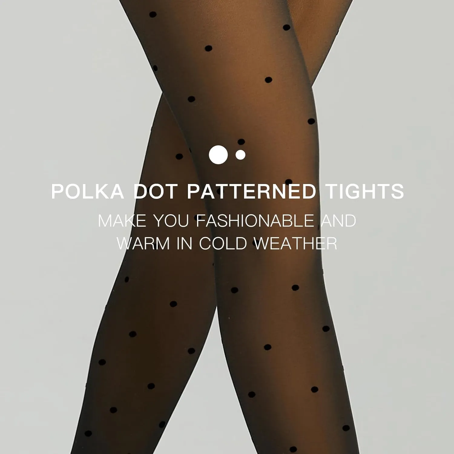 Yilanmy Fleece Lined Tights Fake Translucent Leggings 200g Sheer Thermal Pantyhose Skin Tone with Polka Dot for Women