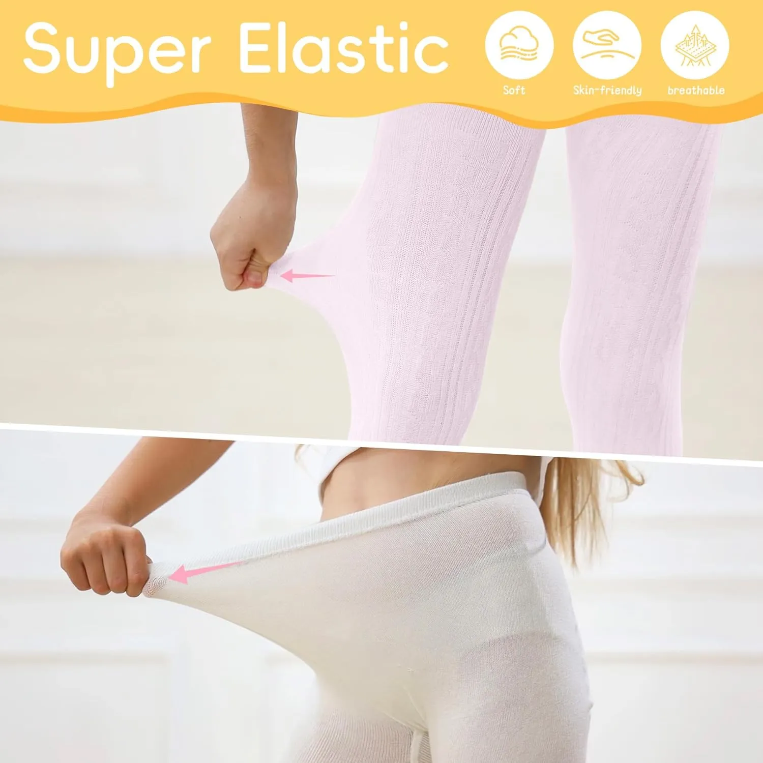 Zando Baby Girl Tights Toddler Cable Knit Tights Cotton Leggings Stockings for Little Girls Pantyhose 3 Pack 0-4T