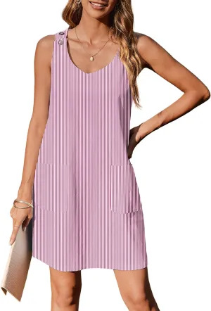 Zeagoo Womens Tank Sundress Summer Dress Dress with Pockets Cotton Dress for Summer